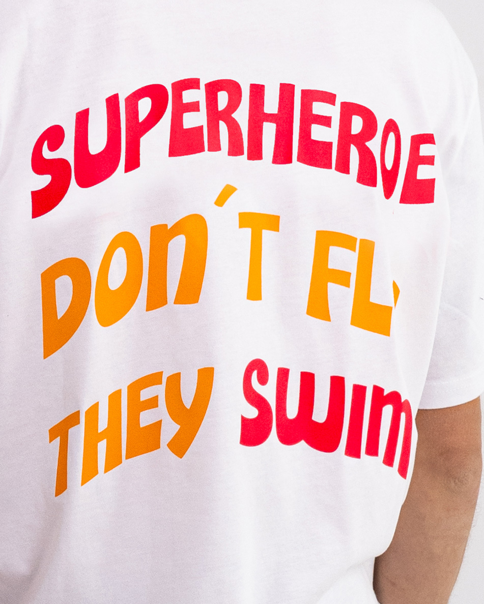 Camiseta Regular Superheroes Swim Hombre White 3