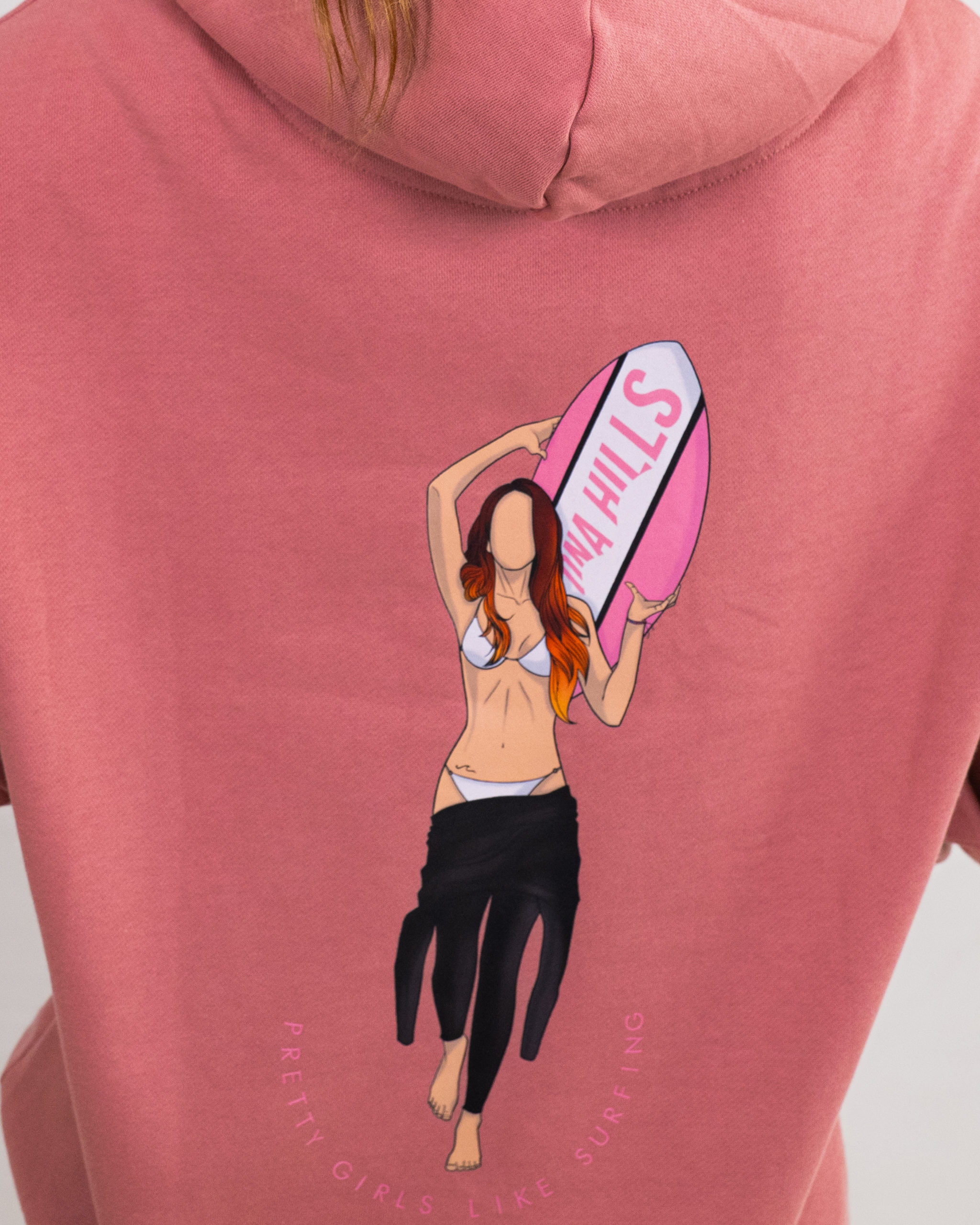 Hoodie Oversize Pretty Girls Like Surfing Mujer DustyRose 3 scaled